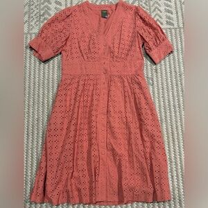 Taylor Pink and Orange Smocked Puff Sleeve Sundress